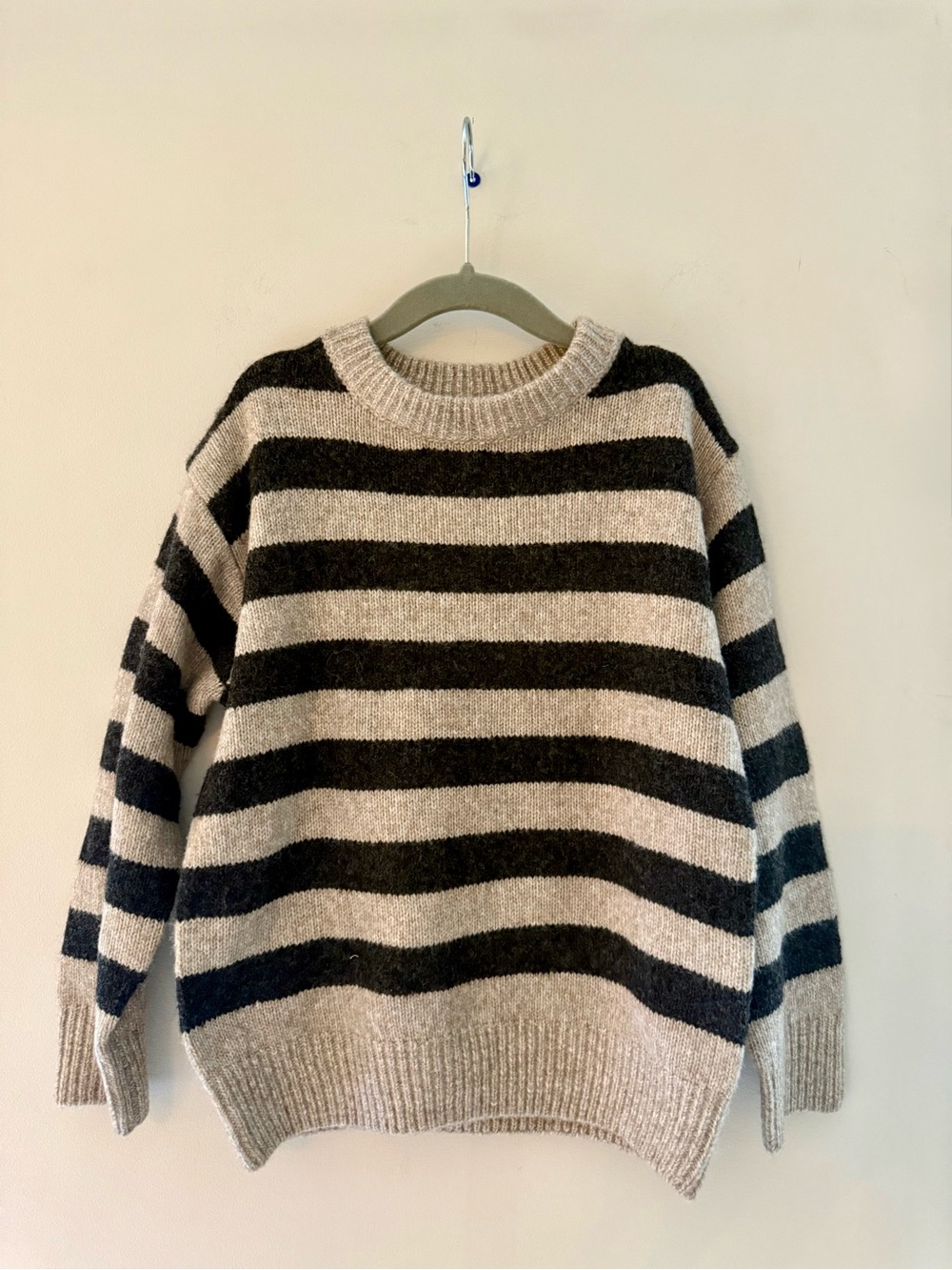 Zara Boy’s Green Oatmeal Striped Wool Sweater, Size 6-7 NWOT